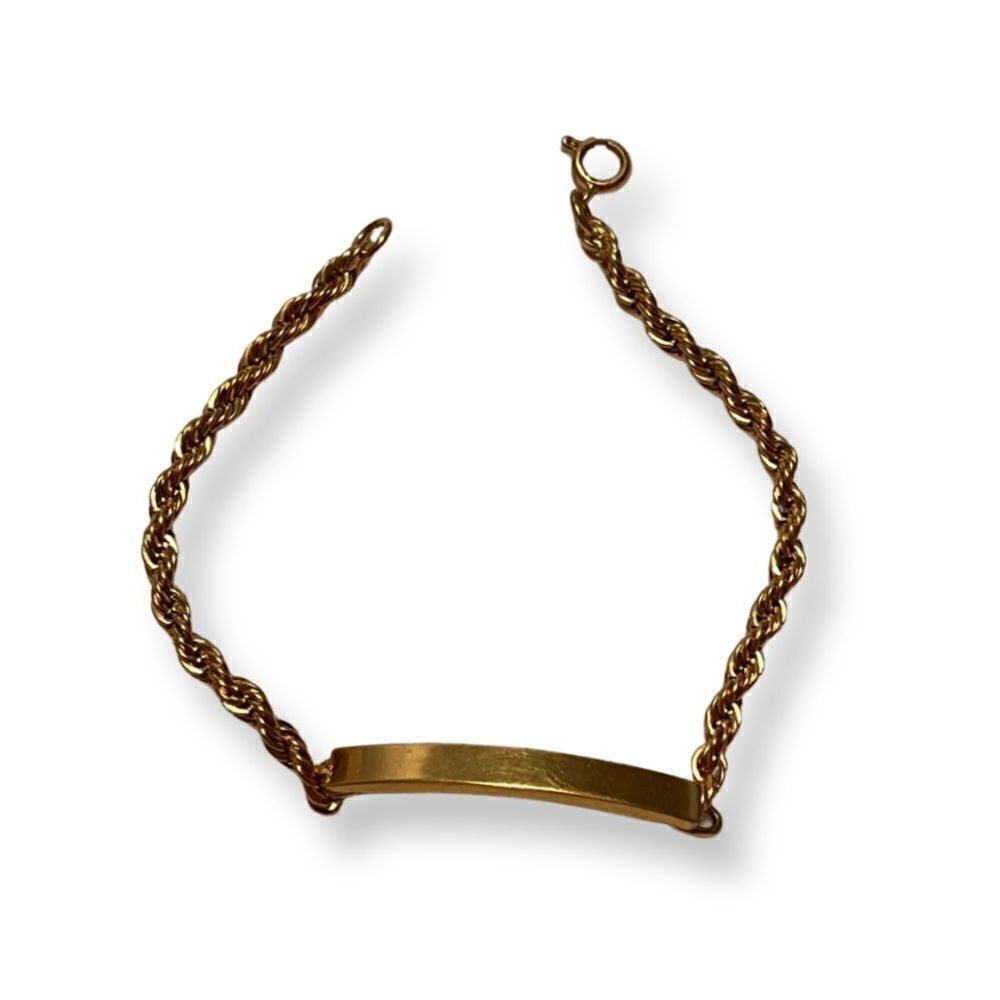 🤯5/$25🤯 Speidel Engravable Gold Tone Rope Chain ID Bracelet